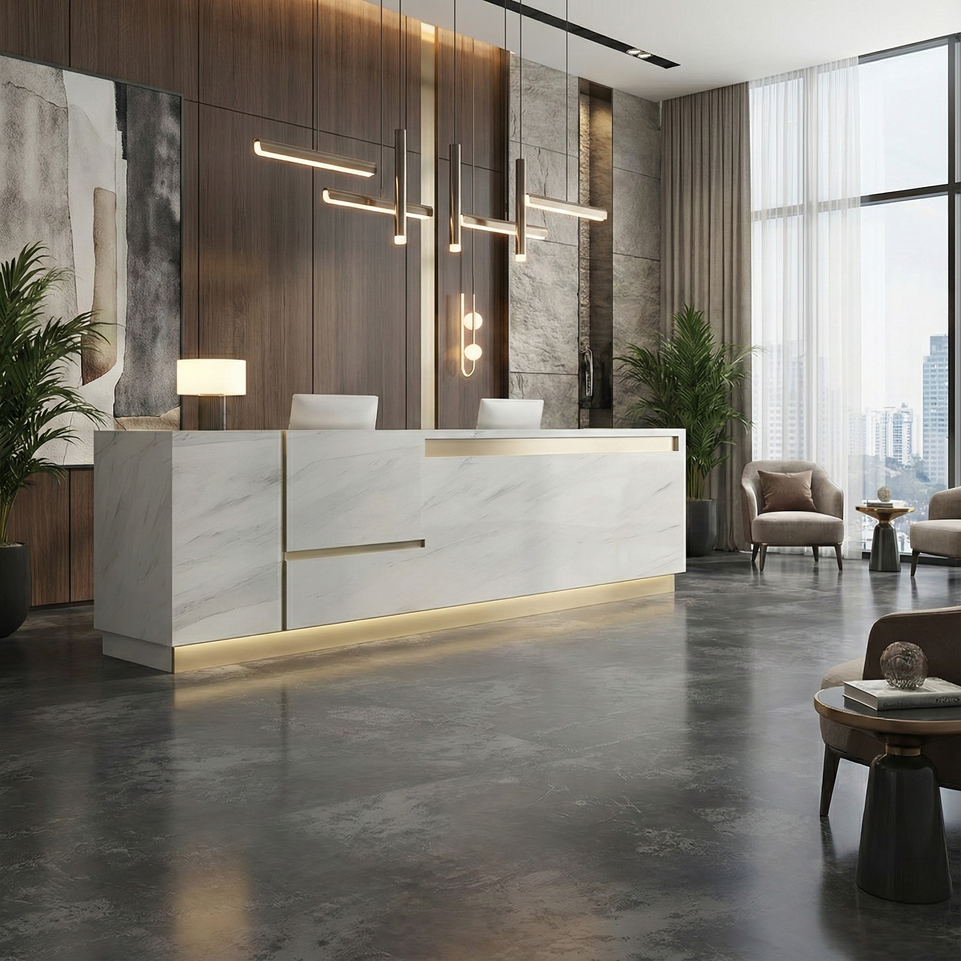 Imitation Marble Pattern Front Desk Baking Paint Reception Desk Service Desk JDT-7186