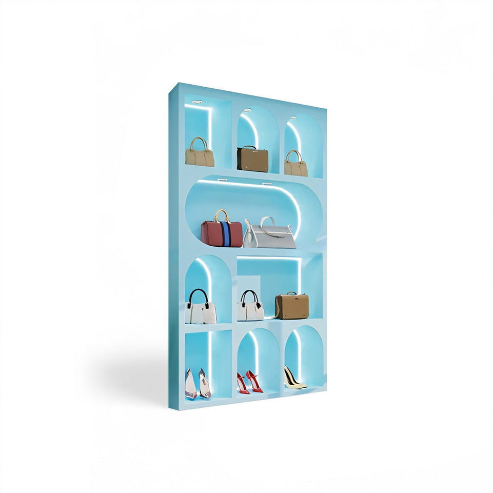 Boutique Beauty Salon Curved Product Showcase Display Cabinets CWG-2028