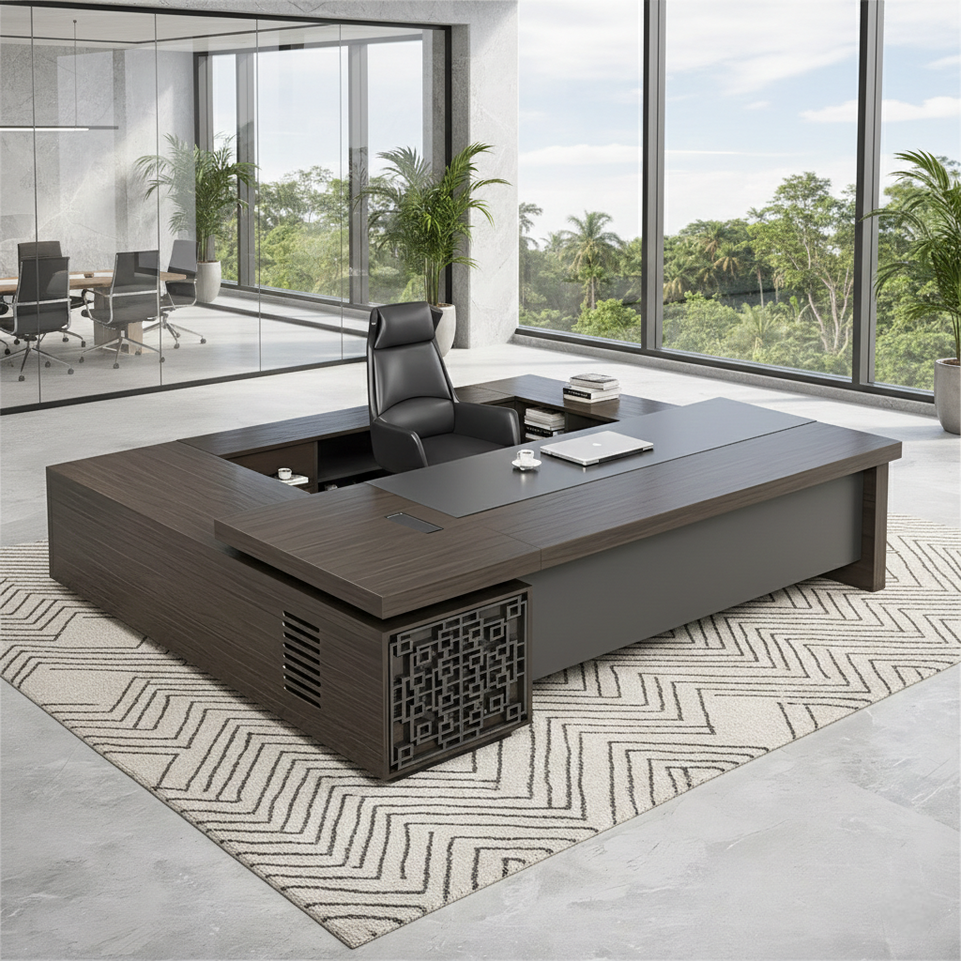 Classic L Shaped Office Desk Large Capacity LBZ-607