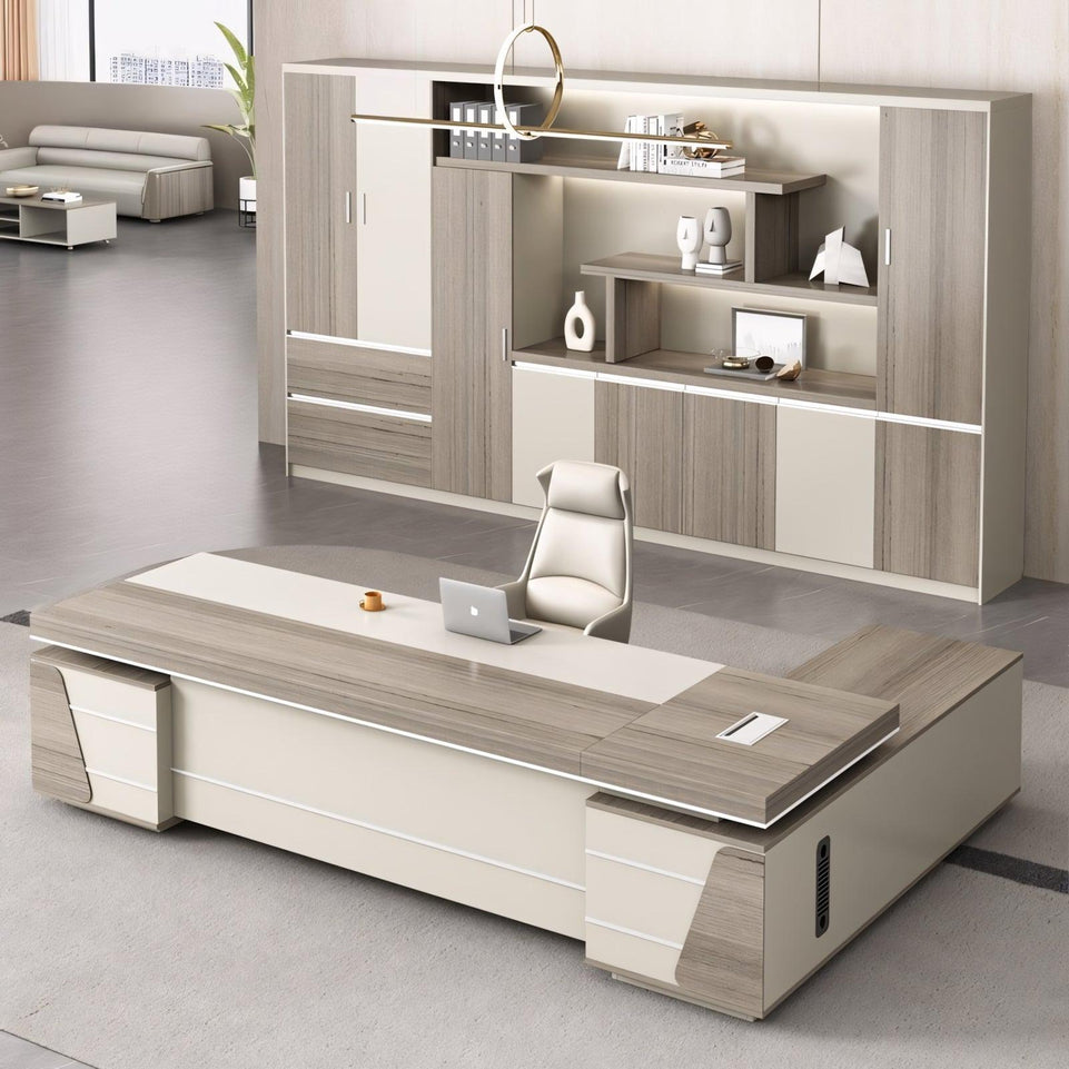 Luxurious Executive Office Desk with Bookcase Set LBZ-10184