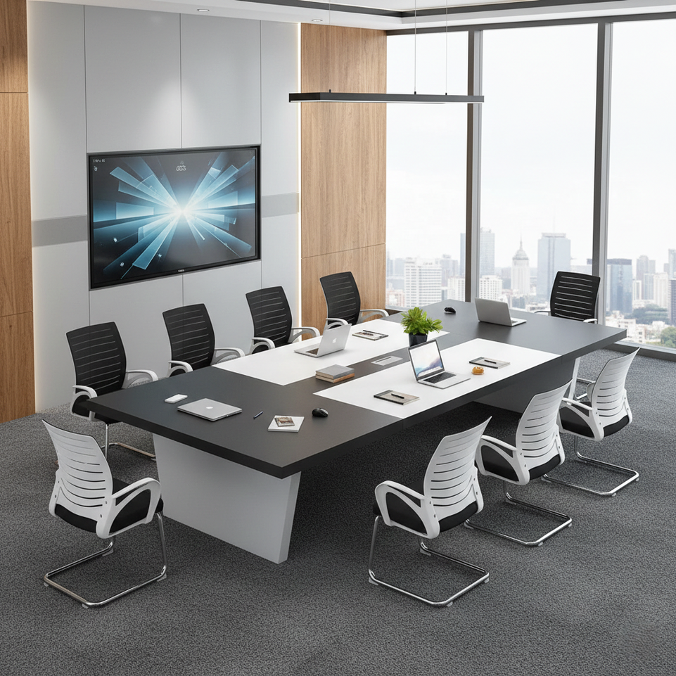 Simple Rectangular Conference Table And Chair Combination HYZ-008