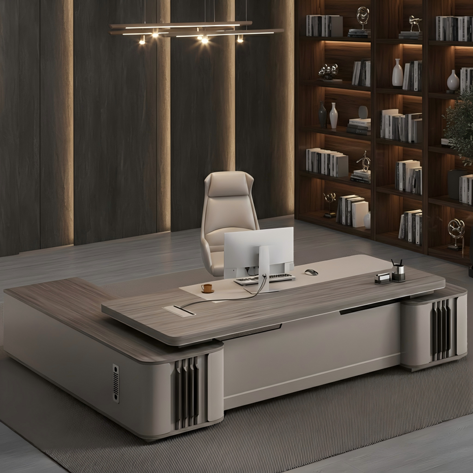 Luxurious Executive Office Desk Lacquered Executive Desk with Large Desktop LBZ-1038
