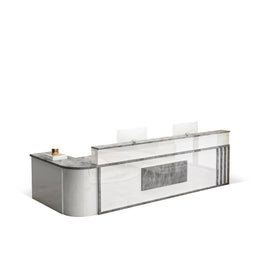 (In Stock) Marble-Effect Lacquered Corner Checkout Reception Desk JDT-1069