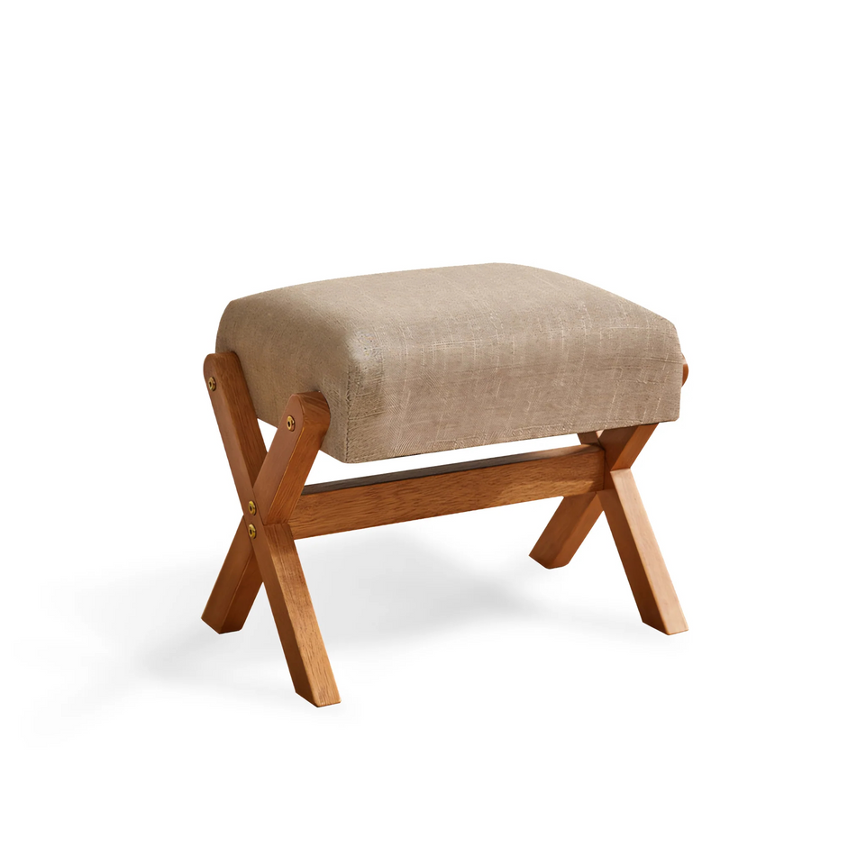 (In Stock) Solid Wood Cotton And Linen Upholstered Shoe Changing Stool Sofa Cushion Footstool BSF-2011