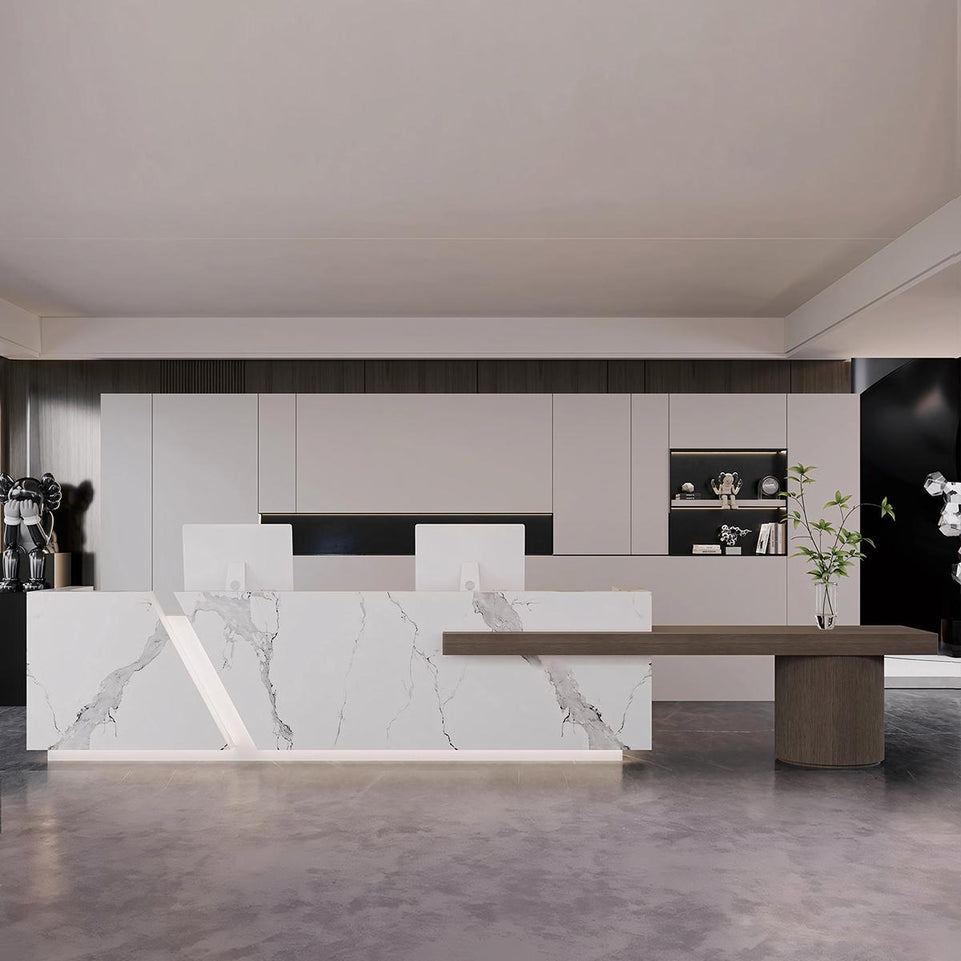 Modern Rectangular Imitation Marble Company Hotel Multi-Person Reception Desk JDT-2166