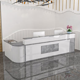 Marble-Effect Lacquered Corner Checkout Reception Desk JDT-1069