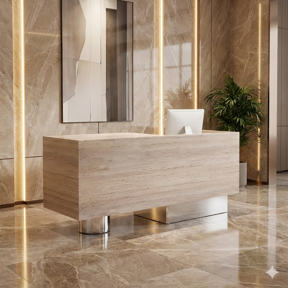Rectangular Light Luxury Reception Desk with Imitation Stone Grain JDT-2150
