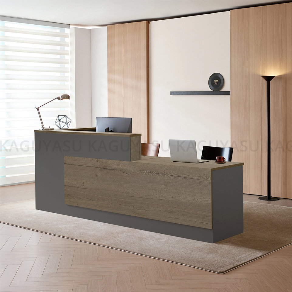 (In Stock) Modern L-Shaped Reception Desk with Side Storage and Drawers JDT-2215