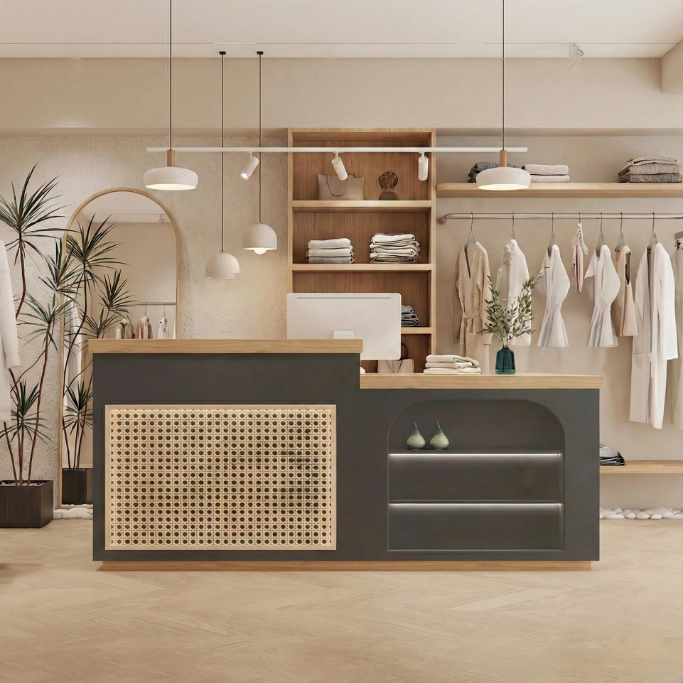 Modern Rattan Woven Reception Desk JDT-2161