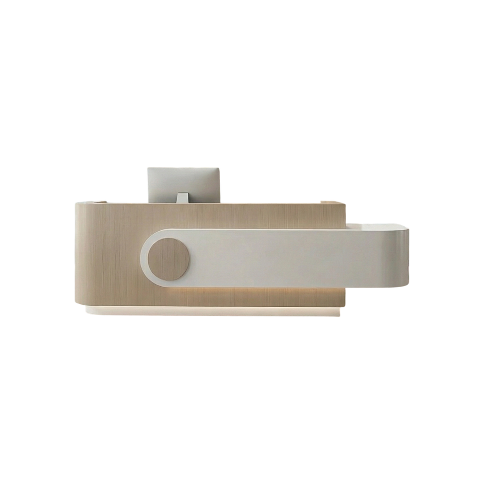 Beauty Salon Lacquered Curved l-Shaped Corner Cashier Desk JDT-7136