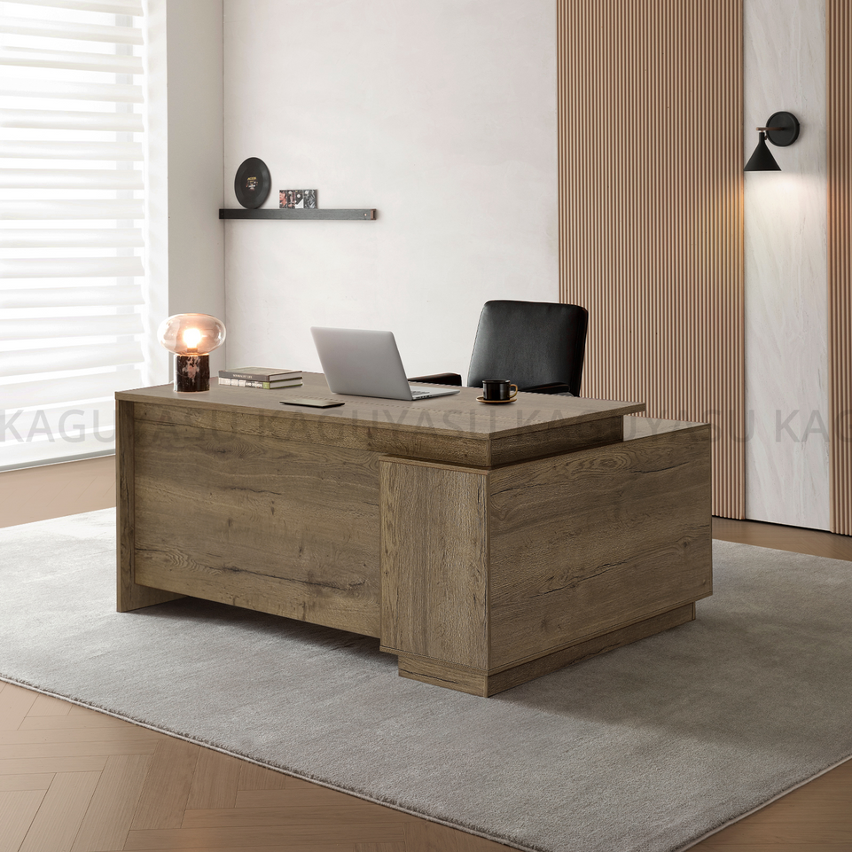 (In Stock) L Shaped Executive Desk With Storage And Privacy Panel LBZ-2141