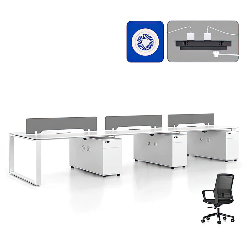 Modern Staff Computer Desk And Chair 6 Person Office Desk Set YGZ-1027