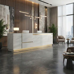 Imitation Marble Pattern Front Desk Baking Paint Reception Desk Service Desk JDT-7186