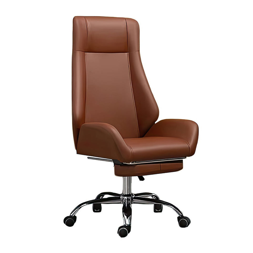 Ergonomic Office Chair Stylish Brown Leather Mid-Back Design BGY-1050