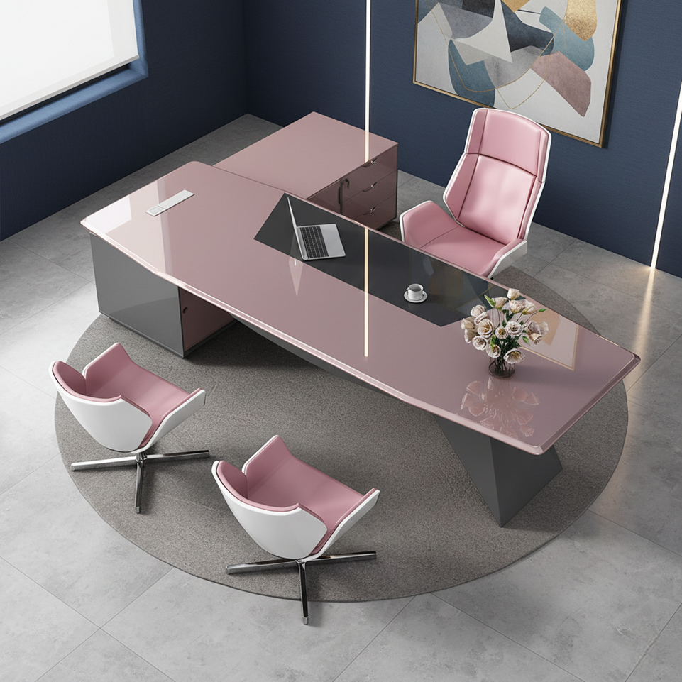 Minimalist Executive Desk And Chair With Lockable Drawers LBZ-10197