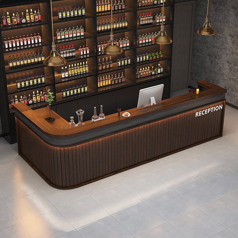 L-Shaped Vintage Industrial Style Bar Coffee Shop Cashier Reception Desk JDT-2022