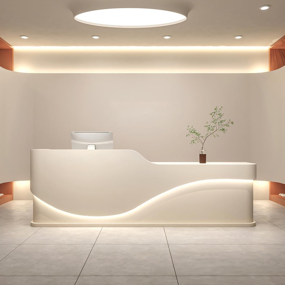 Creamy Style Minimalist Lacquered Salon Store Reception Desk JDT-1044