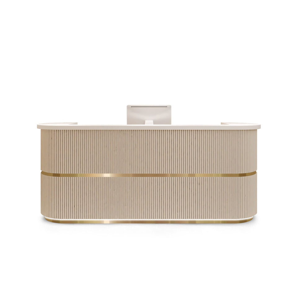 Curved Fully Assembled Reception Desk with LED Lights for Clothing Store JDT-7190