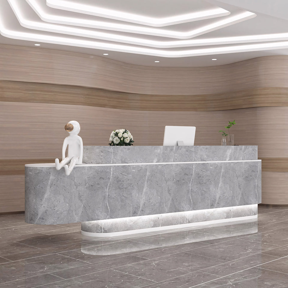 Shaped Large Storage Space Beauty Salon Yoga Studio Curved Reception Desk JDT-2170