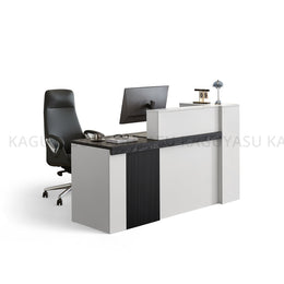 (In Stock) Sleek Reception Desk with LED Strip Lockable Drawers and Cable Grommets JDT-2217