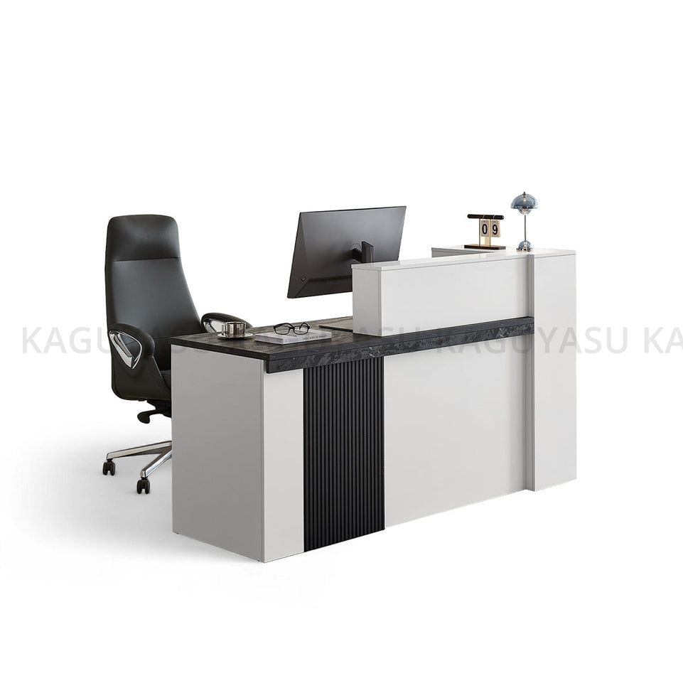 (In Stock) Sleek Reception Desk with LED Strip Lockable Drawers and Cable Grommets JDT-2217