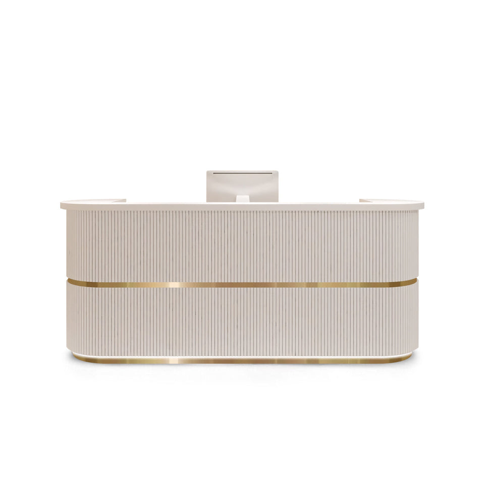 Curved Fully Assembled Reception Desk with LED Lights for Clothing Store JDT-7190