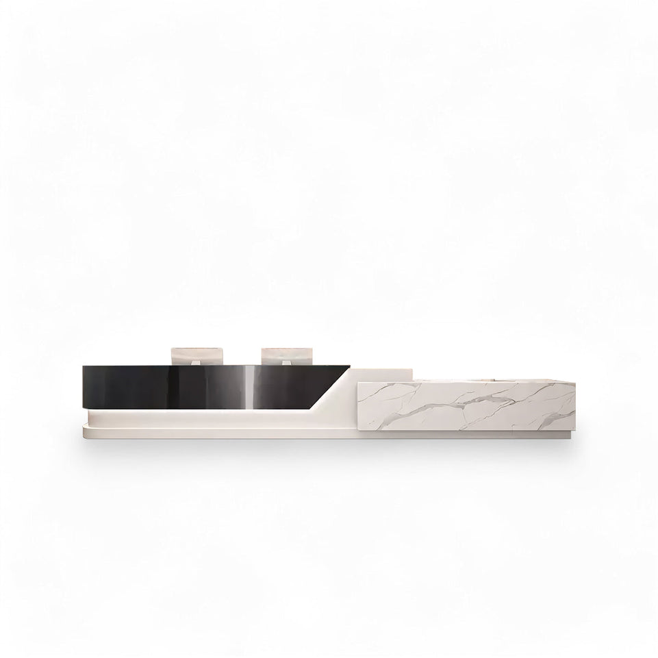 Light Luxury Imitation Marble Stainless Steel Company Hotel Cashier and Reception Desk JDT-2151
