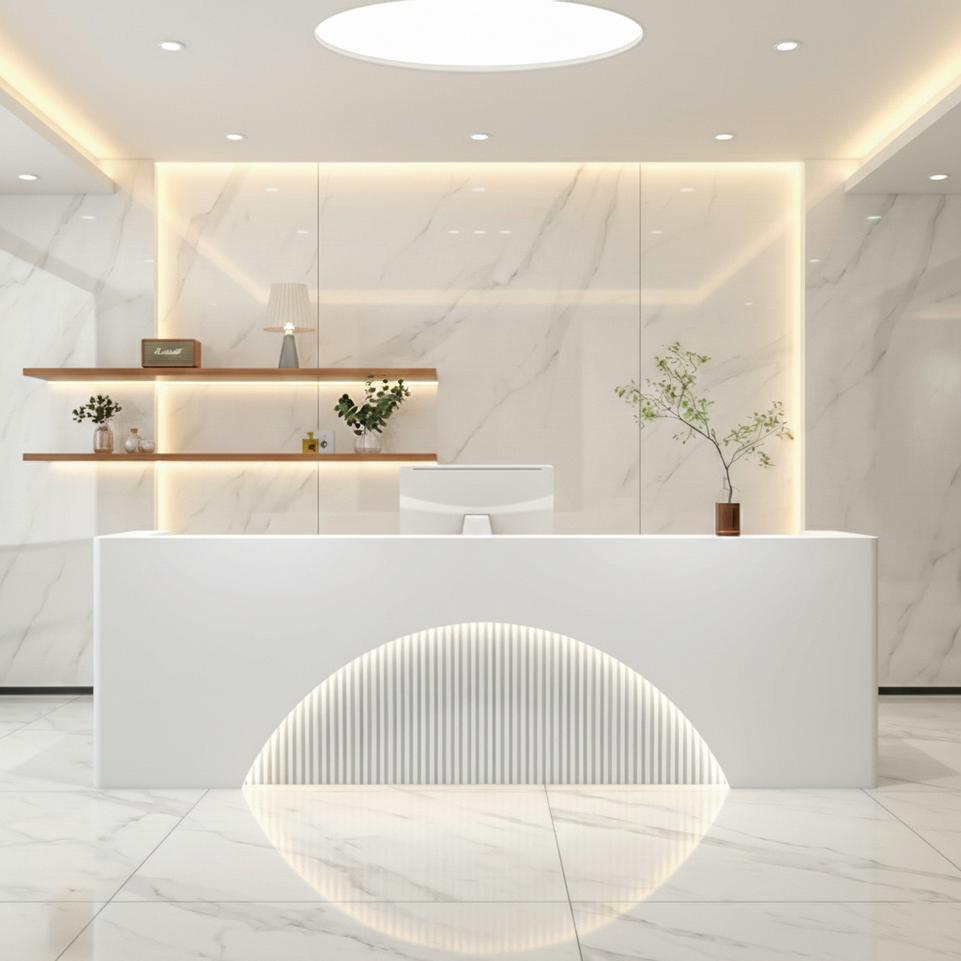 Fully Assembled LED Salon Reception Desk  with Storage JDT-1039