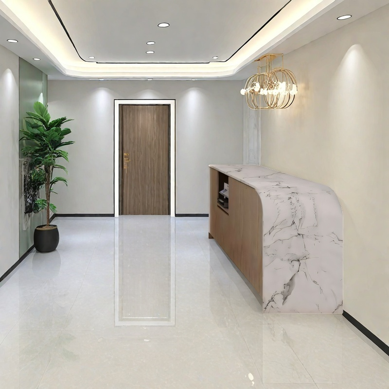 Modern Fully Assembled Reception Desk with LED and Side Cabinet JDT-2197