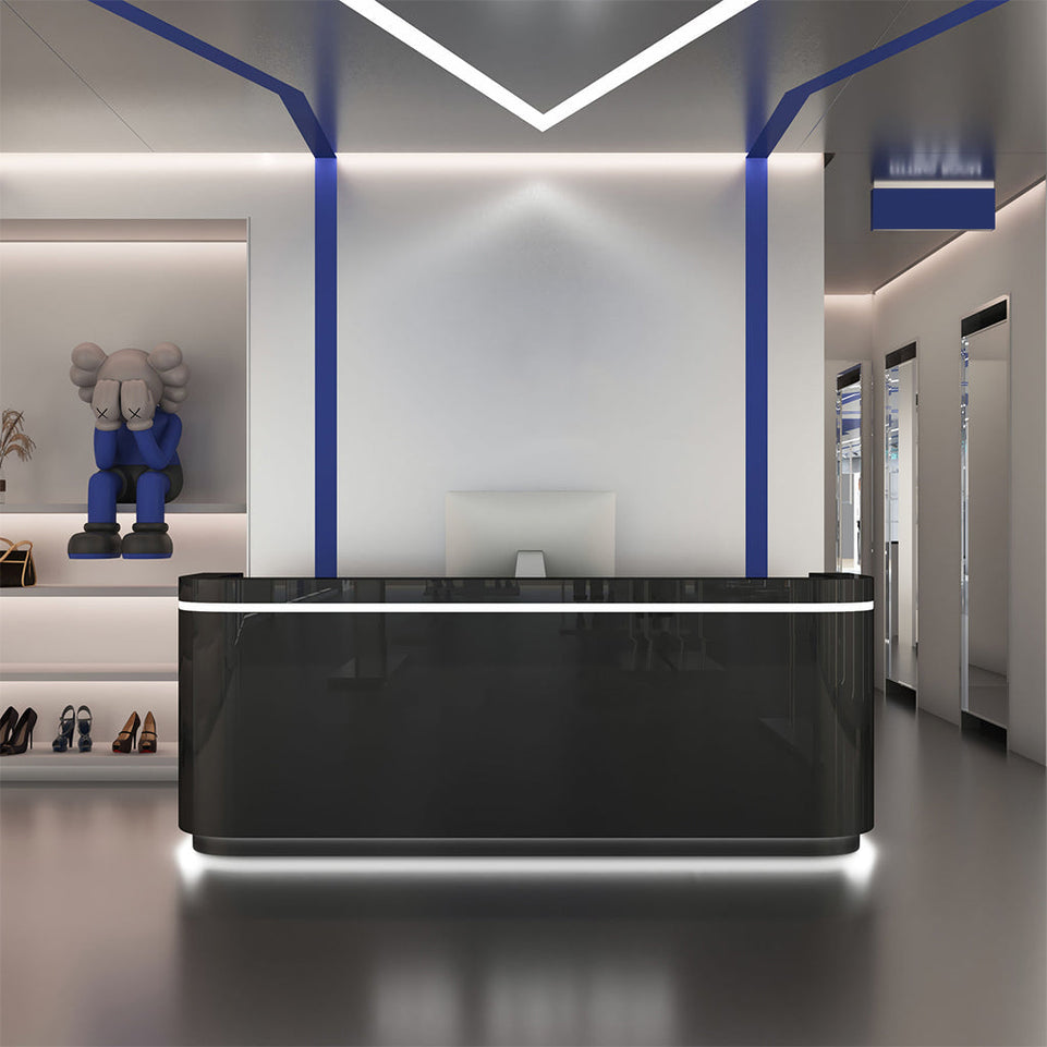 (In Stock) Salon Office Store  Reception Desk with Fully Assembled Feature and Stainless Steel Surface JDT-1028