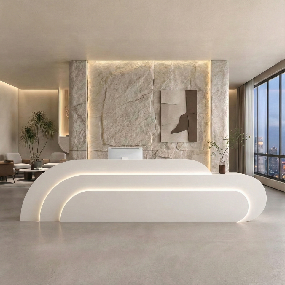 Creative Curved Rainbow Shaped Beauty Salon Clothing Store Reception Desk JDT-2158