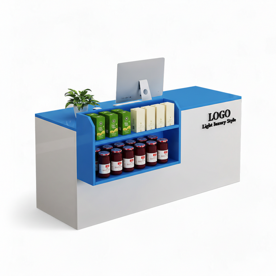 Small Modern Supermarket Counter Clothing Store Reception Desk JDT-2043