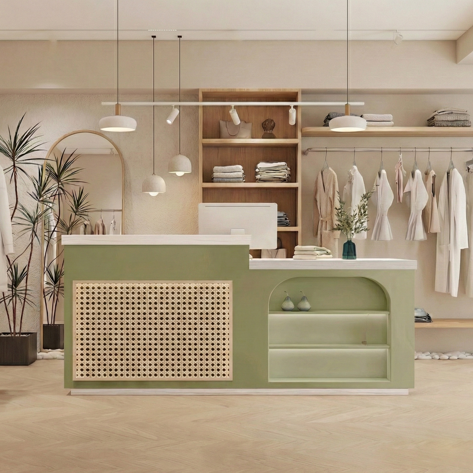 Modern Rattan Woven Reception Desk JDT-2161